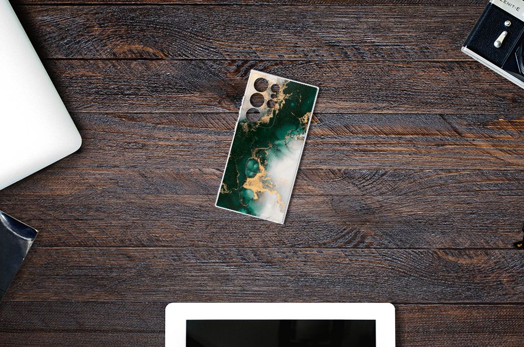 TPU Siliconen Hoesje voor Samsung Galaxy S24 Ultra Marmer Groen