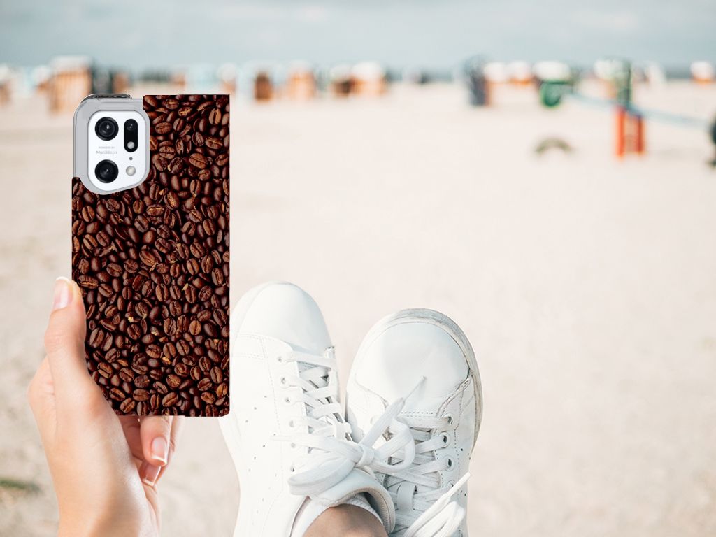 OPPO Find X5 Pro Flip Style Cover Koffiebonen - B2C Telecom