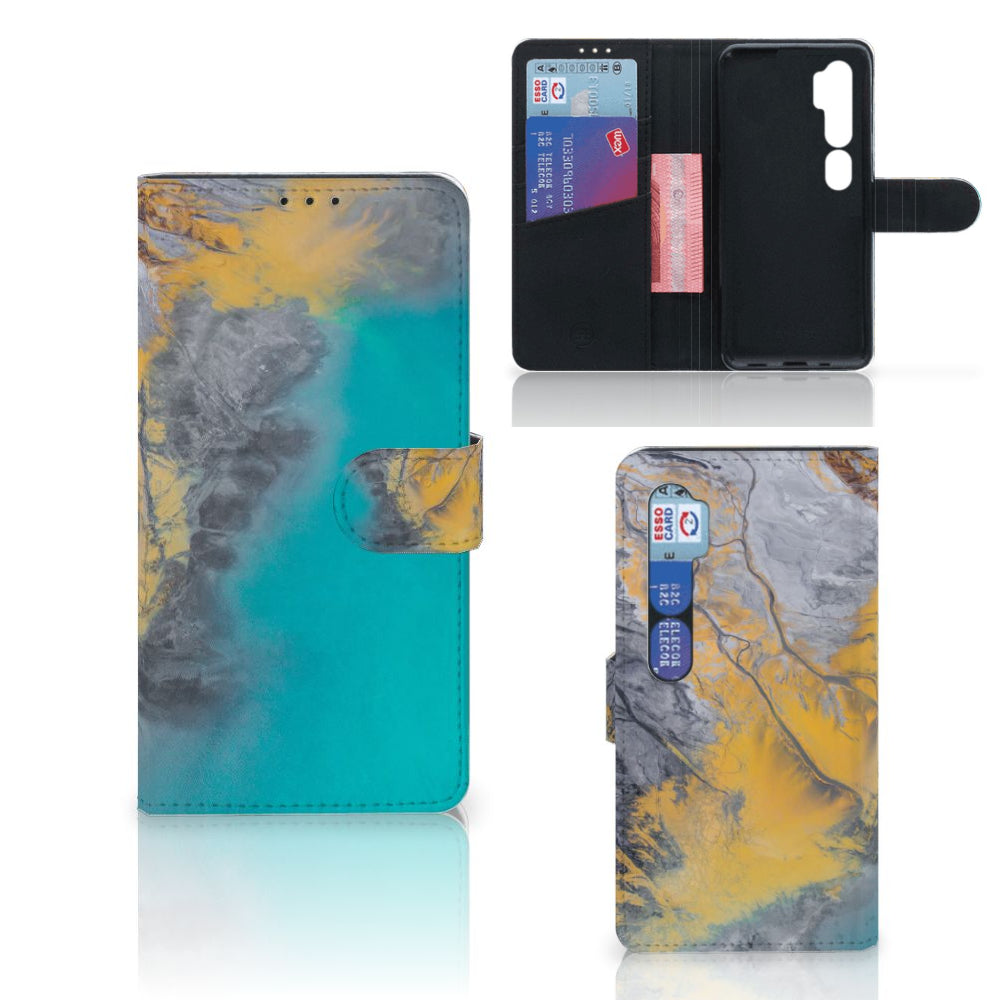 Xiaomi Mi Note 10 Pro Bookcase Marble Blue Gold