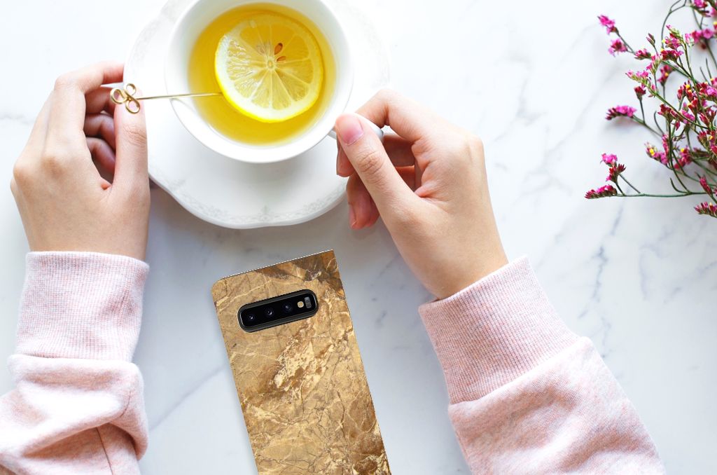 Samsung Galaxy S10 Standcase Marmer Creme
