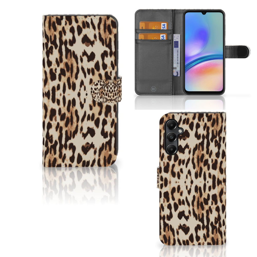 Samsung Galaxy A05s Telefoonhoesje met Pasjes Leopard