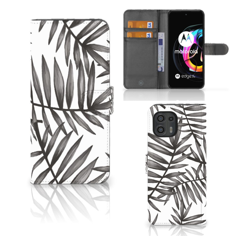 Motorola Edge 20 Lite Hoesje Leaves Grey