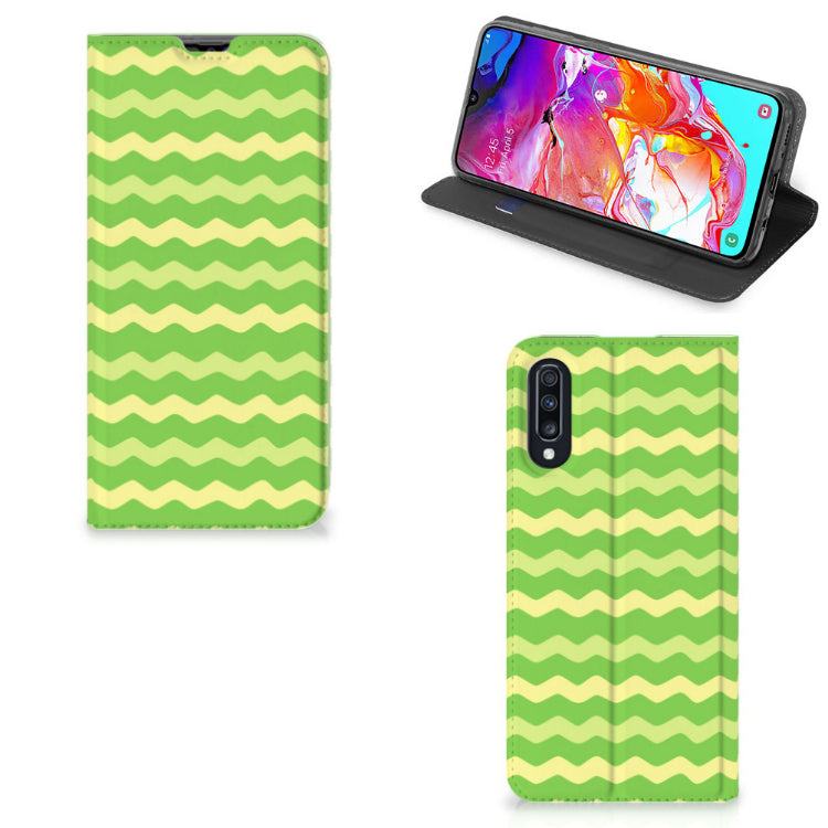 Samsung Galaxy A70 Hoesje met Magneet Waves Green
