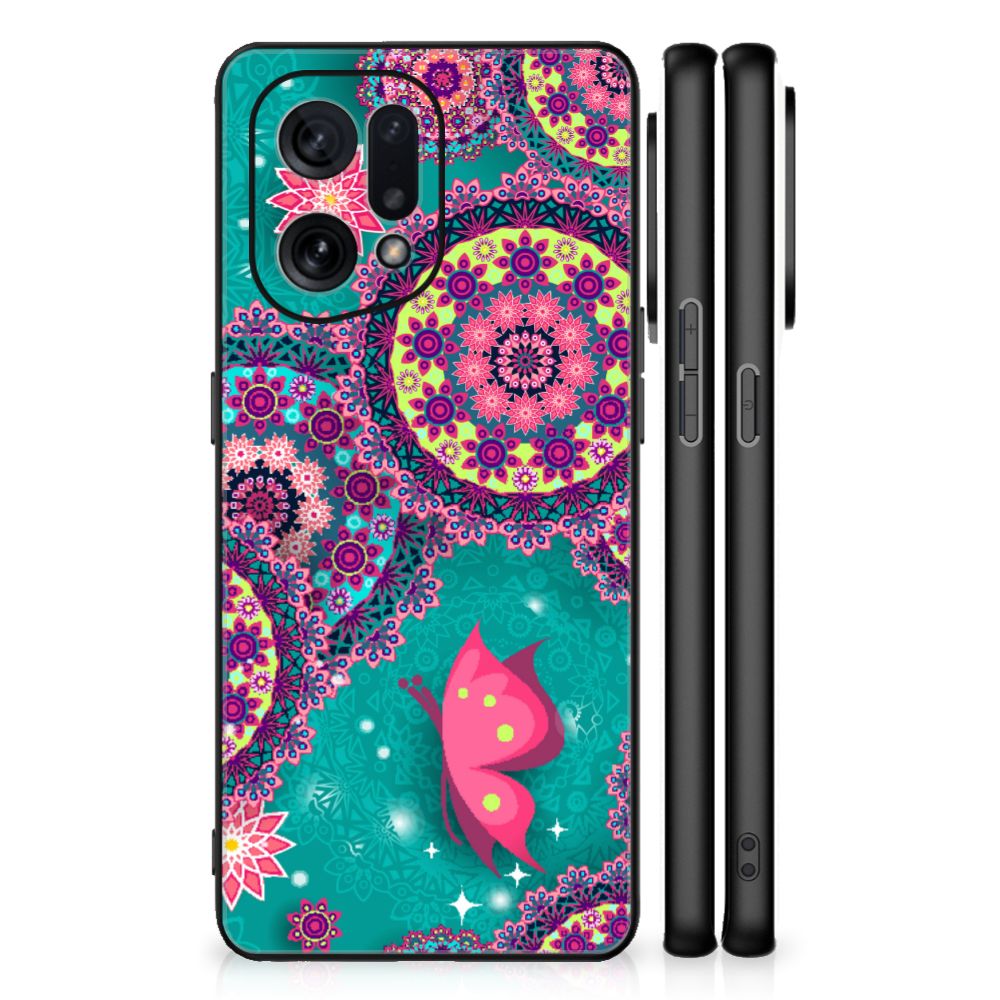 OPPO Find X5 Leuk Telefoonhoesje Cirkels en Vlinders B2C Telecom