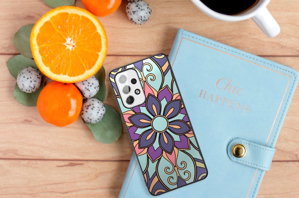 Samsung Galaxy A73 Bloemen Hoesje Purple Flower B2C Telecom