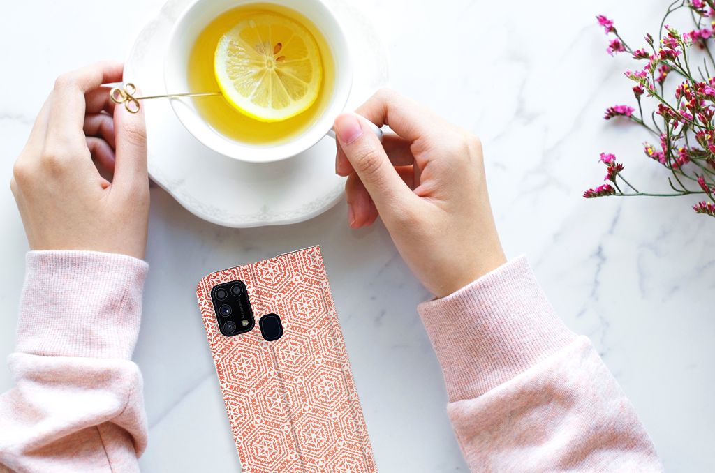 Samsung Galaxy M31 Hoesje met Magneet Pattern Orange - B2C Telecom