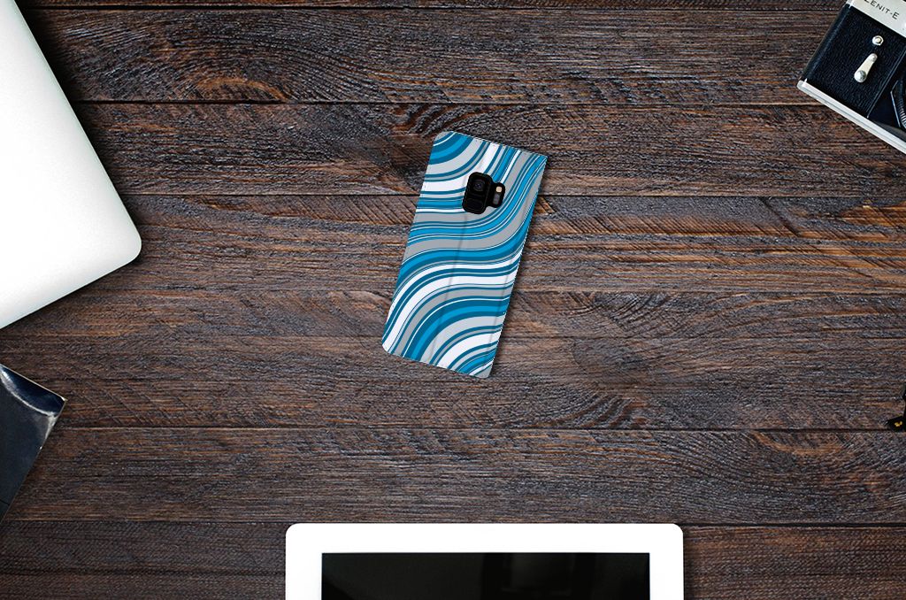 Samsung Galaxy S9 Hoesje met Magneet Waves Blue