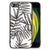 iPhone SE 2022 | SE 2020 | 7/8 Bloemen Hoesje Leaves Grey met een elegante bladerenprint op zwart-wit achtergrond.