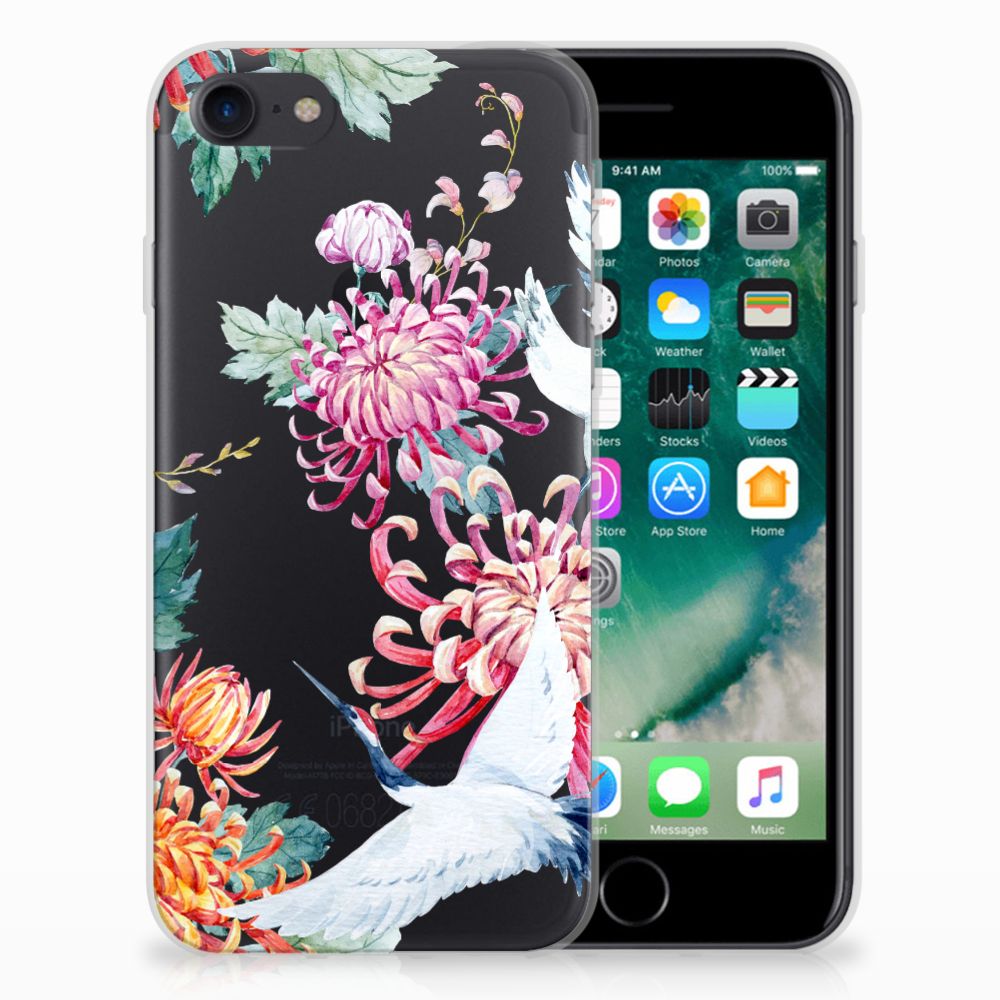 iPhone SE 2022 | SE 2020 | 8 | 7 TPU Hoesje Bird Flowers