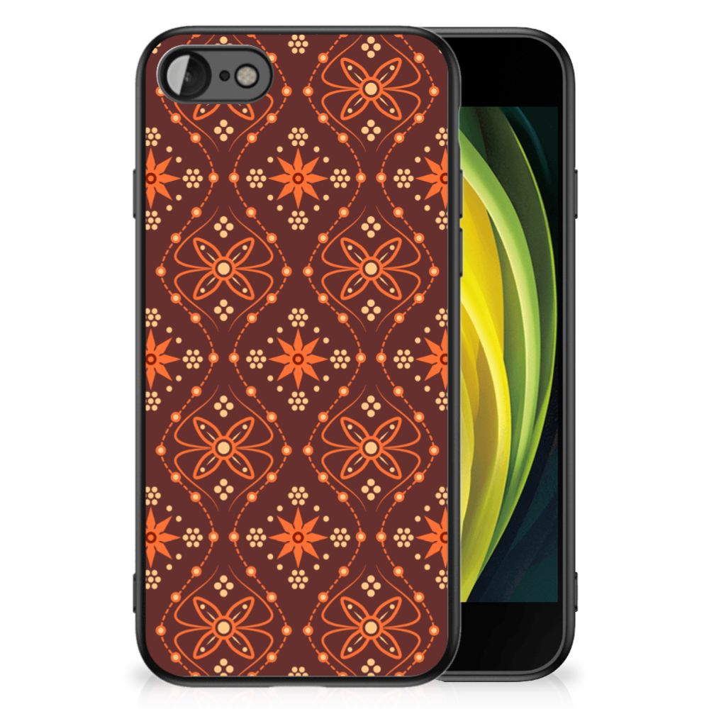 iPhone SE 2022 | SE 2020 | 7/8 Back Case Batik Brown design with a floral pattern on a protective case.