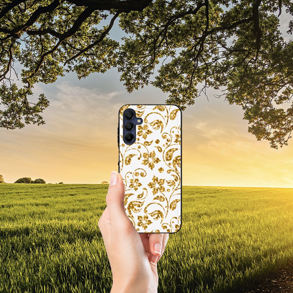Samsung Galaxy A15 Bloemen Hoesje Gouden Bloemen B2C Telecom