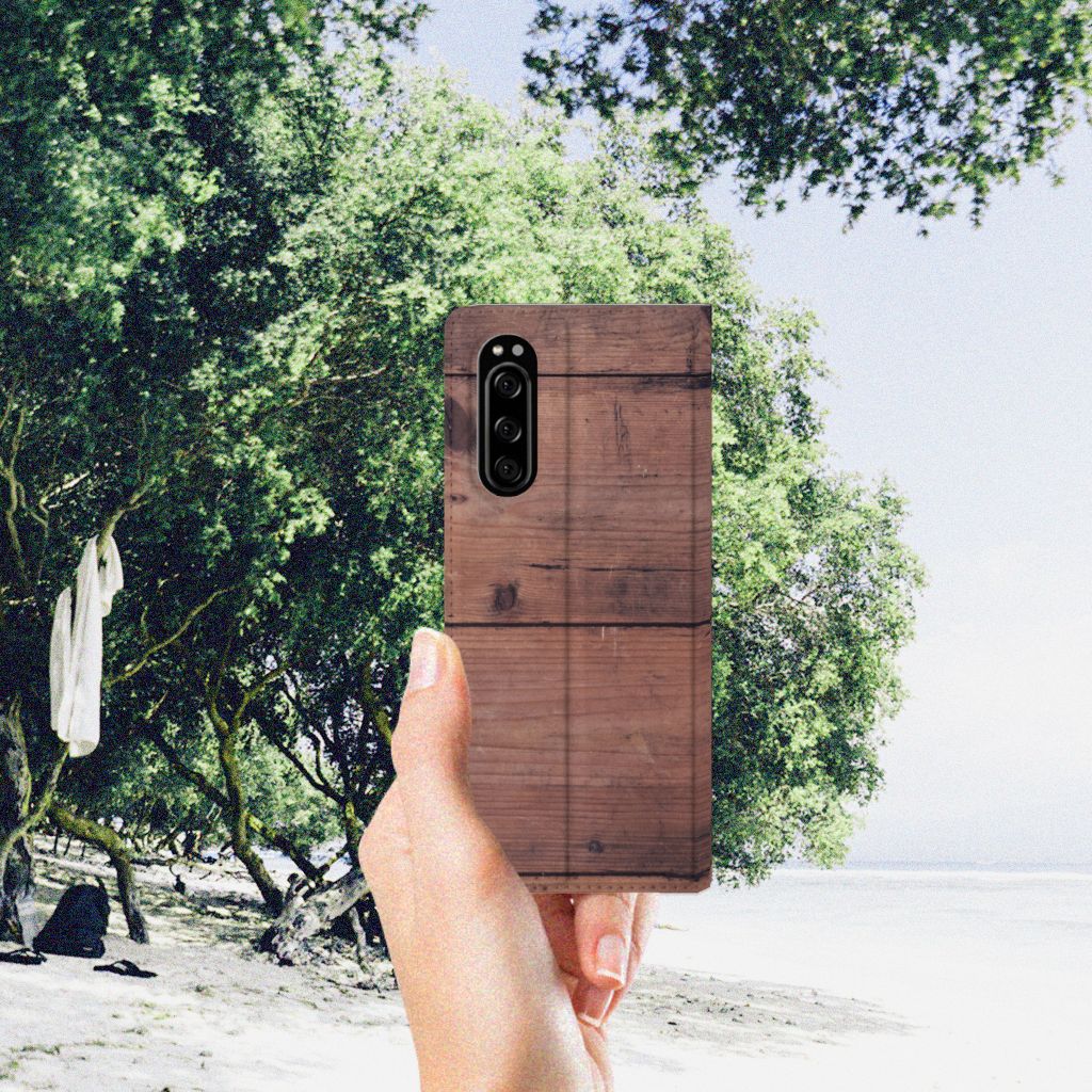 Sony Xperia 5 Book Wallet Case Old Wood - B2C Telecom