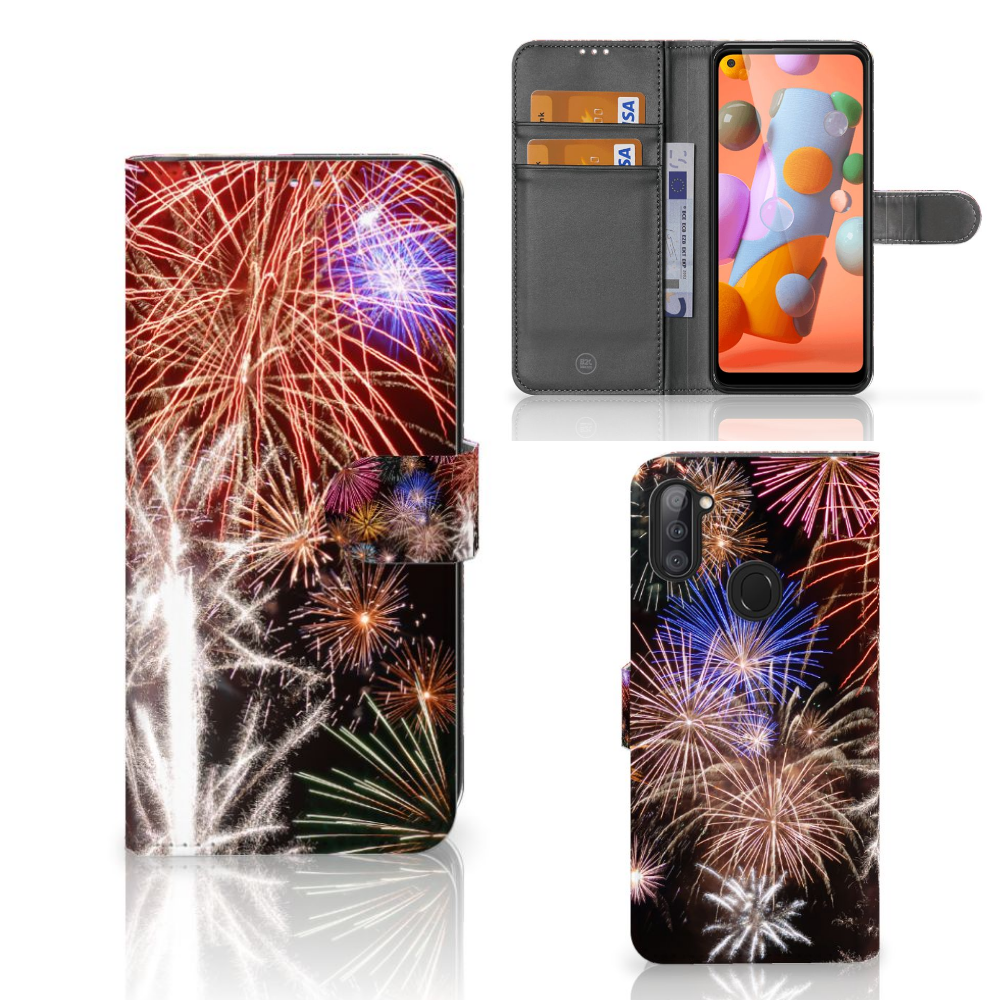 Samsung Galaxy M11 | A11 Wallet Case met Pasjes Vuurwerk