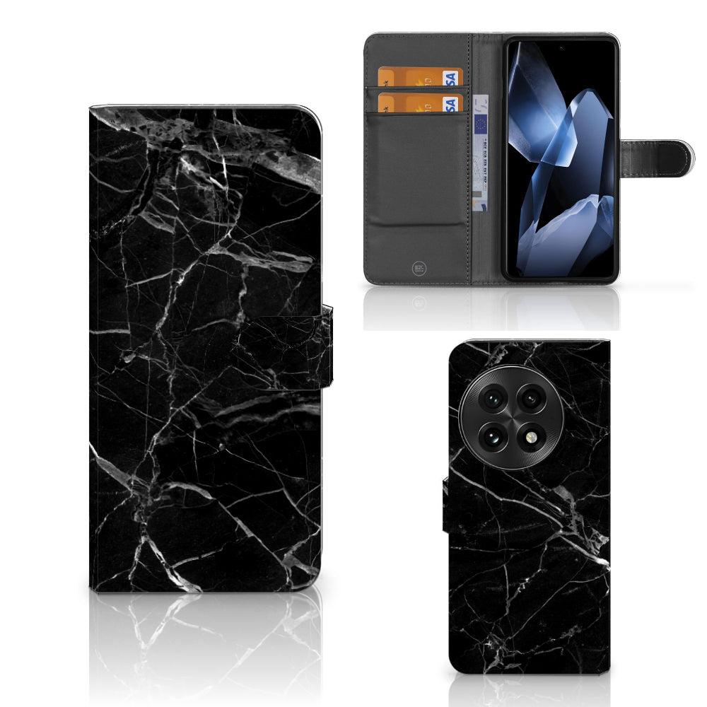 OnePlus 13 Bookcase Marmer Zwart - Origineel Cadeau Vader