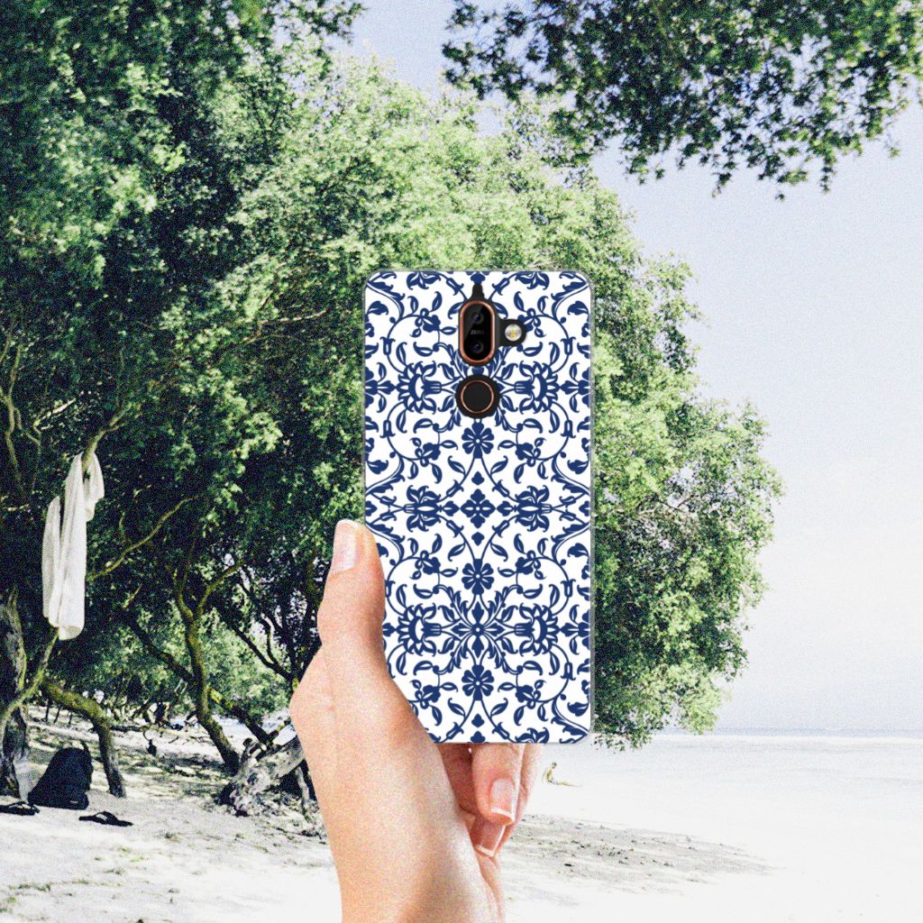 Nokia 7 Plus TPU Case Flower Blue