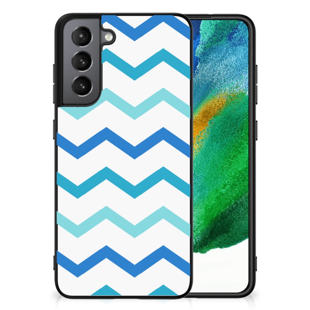 Samsung Galaxy S21FE Back Case Zigzag Blauw