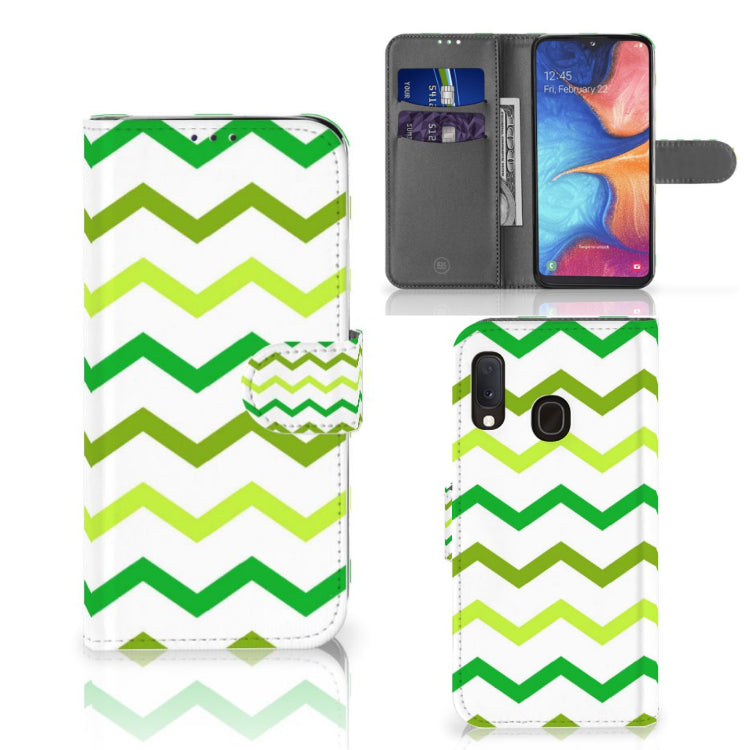 Samsung Galaxy A20e Telefoon Hoesje Zigzag Groen