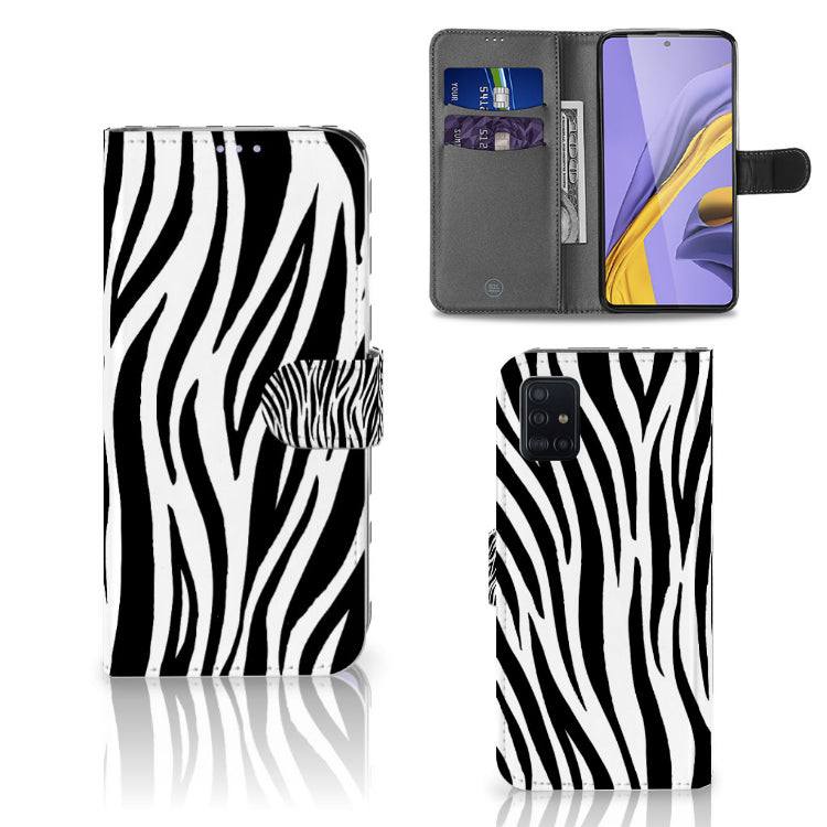 Samsung Galaxy A51 Telefoonhoesje met Pasjes Zebra