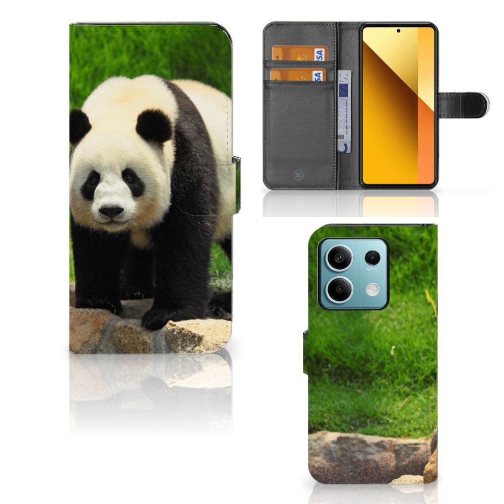 Xiaomi Redmi Note 13 5G Telefoonhoesje met Pasjes Panda