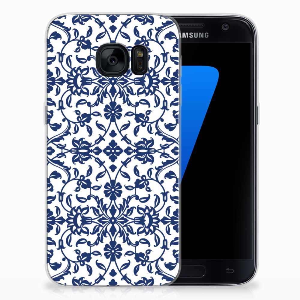 Samsung Galaxy S7 TPU Case Flower Blue