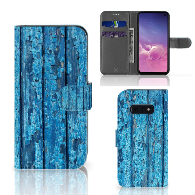 Samsung Galaxy S10e Book Style Case Wood Blue