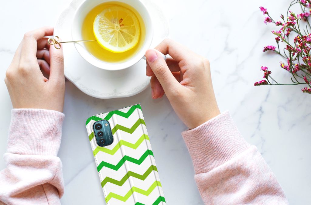 Nokia G11 | G21 Hoesje met Magneet Zigzag Groen - B2C Telecom