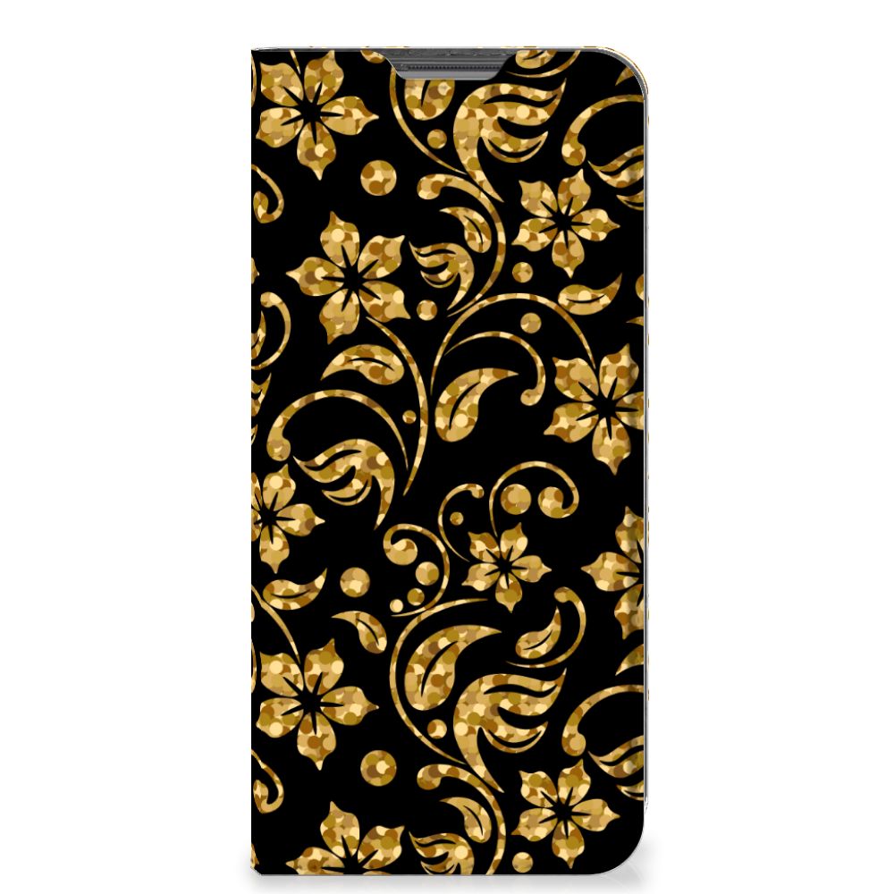 OPPO A96 | A76 Smart Cover Gouden Bloemen - B2C Telecom