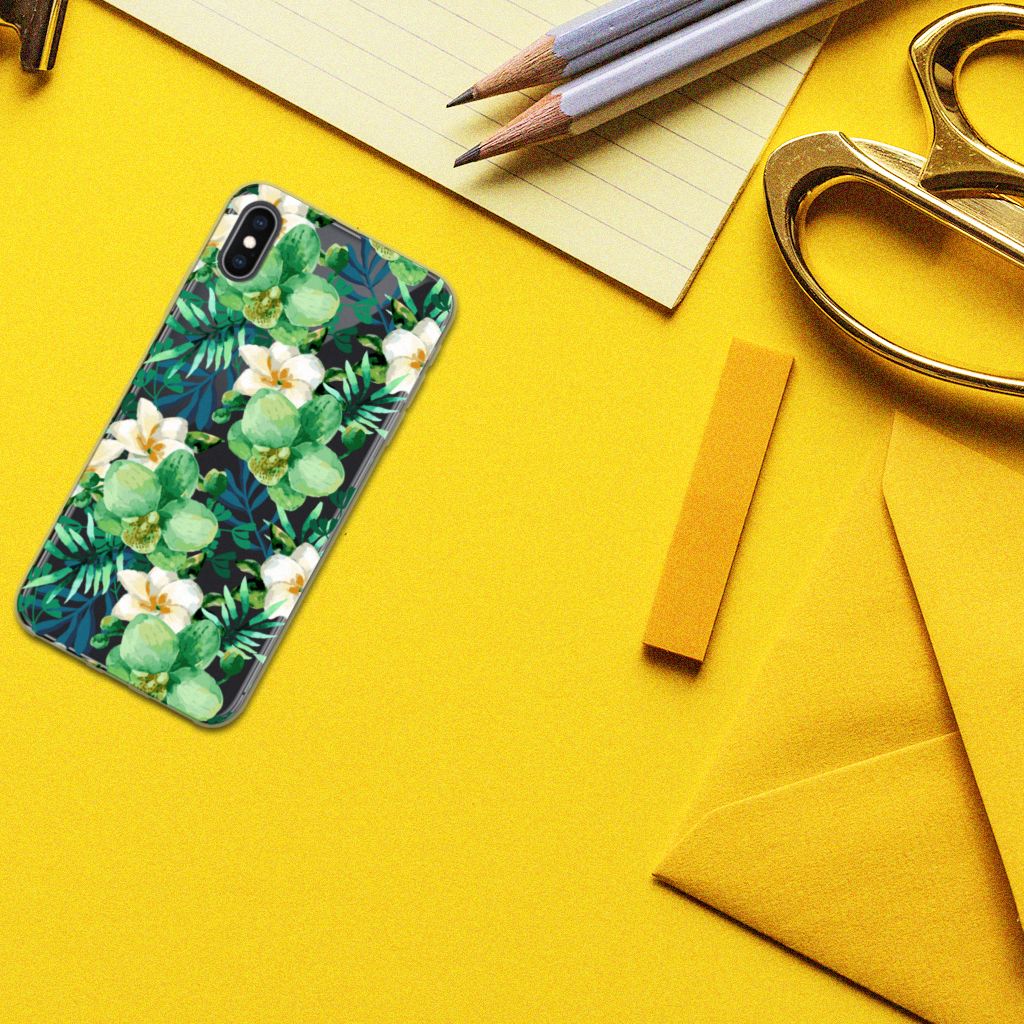 Apple iPhone Xs Max TPU Case Orchidee Groen
