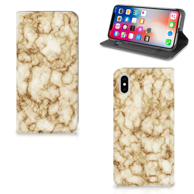 Apple iPhone Xs Max Standcase Marmer Goud