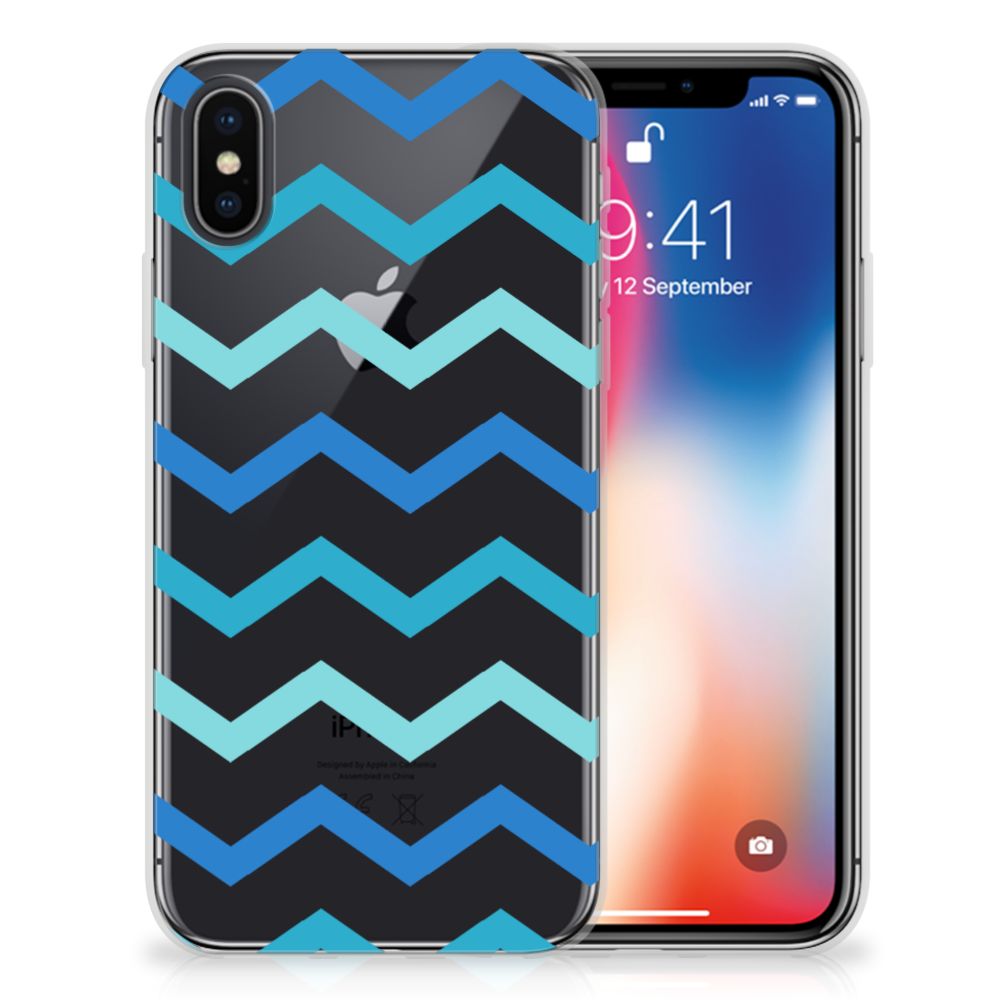 Apple iPhone X | Xs TPU bumper Zigzag Blauw