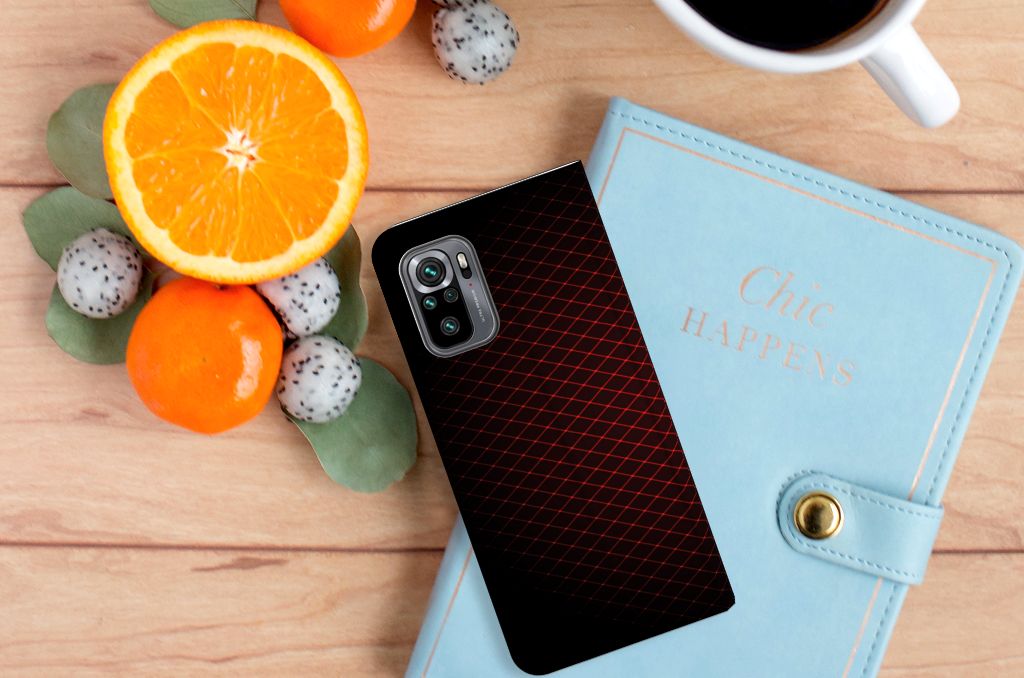 Xiaomi Redmi Note 10 4G | 10S | Poco M5s Hoesje met Magneet Geruit Rood - B2C Telecom