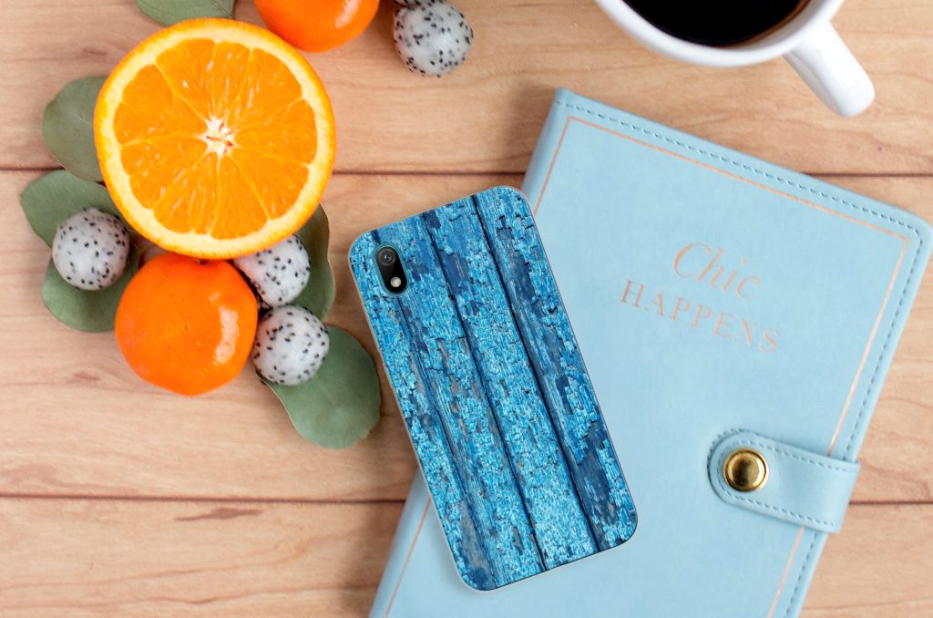 Huawei Y5 (2019) Bumper Hoesje Wood Blue