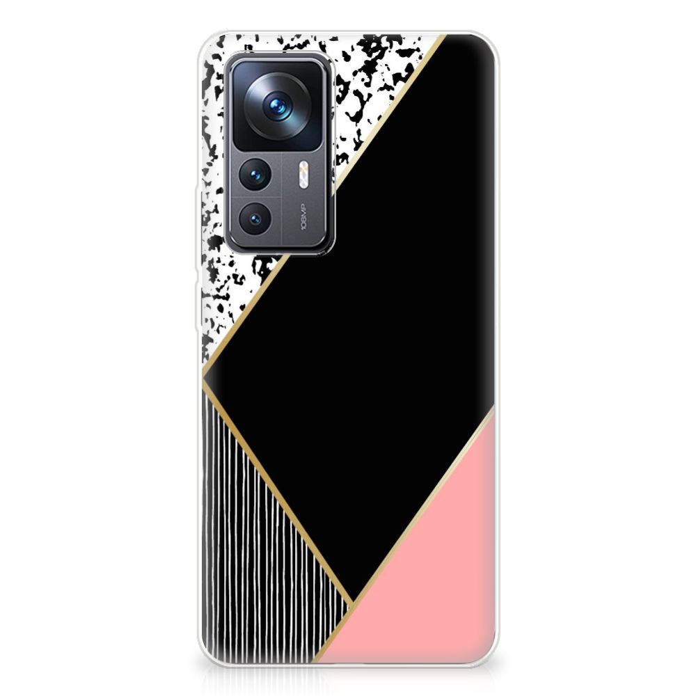 Xiaomi 12T | 12T Pro TPU Hoesje Zwart Roze Vormen B2C Telecom