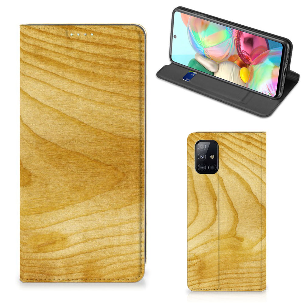 Samsung Galaxy A71 Book Wallet Case Licht Hout