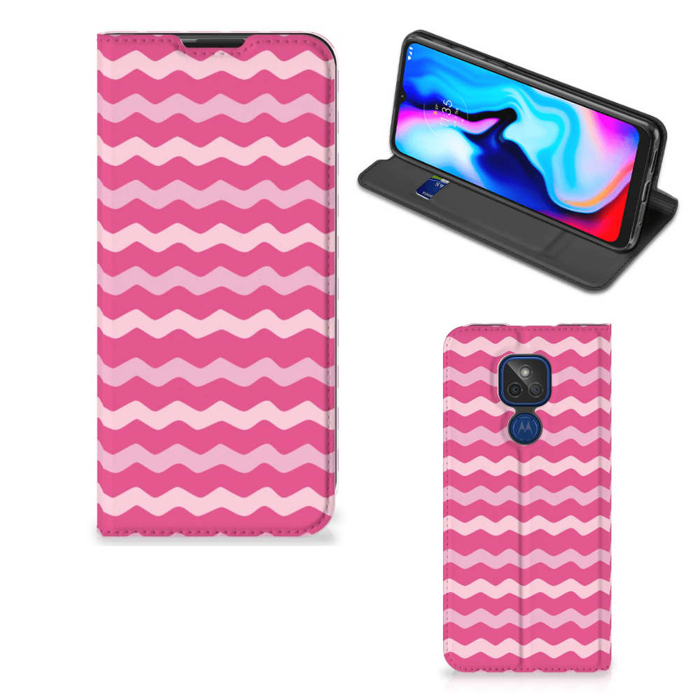 Motorola Moto G9 Play Hoesje met Magneet Waves Pink - B2C Telecom