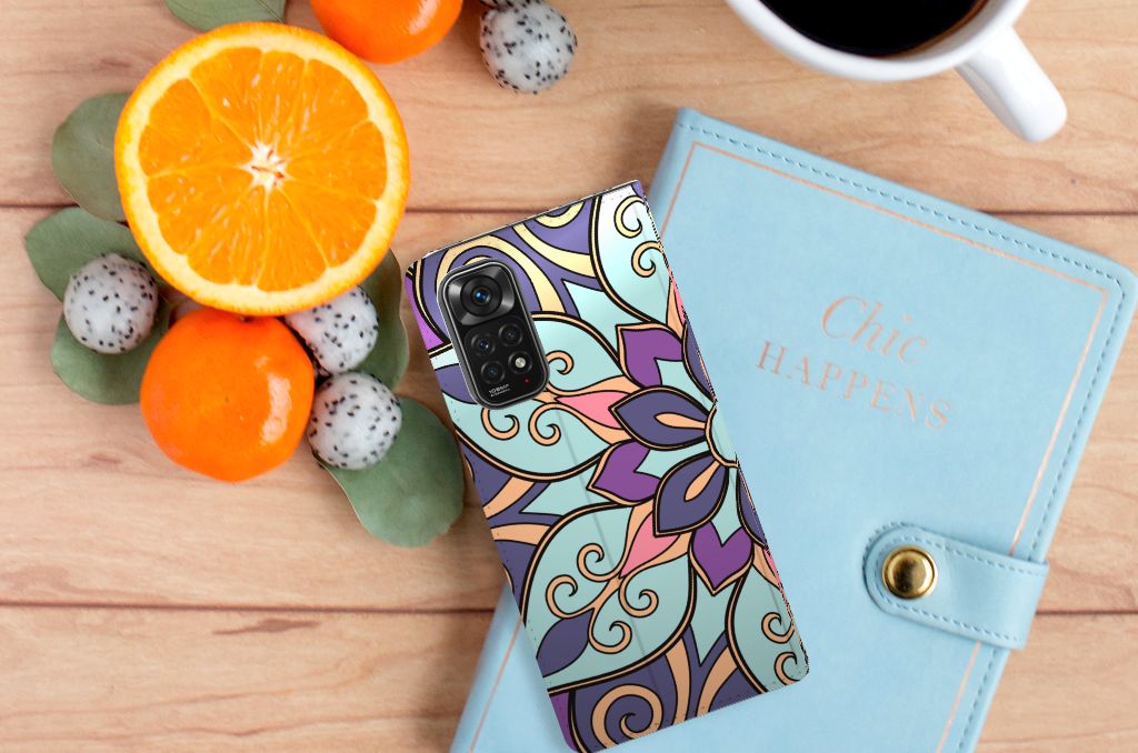 Xiaomi Redmi Note 11/11S Smart Cover Purple Flower - B2C Telecom