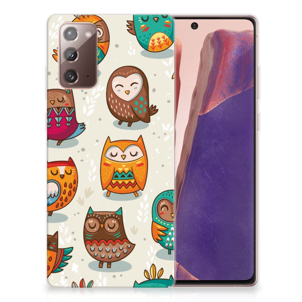 Samsung Note 20 TPU Hoesje Vrolijke Uilen