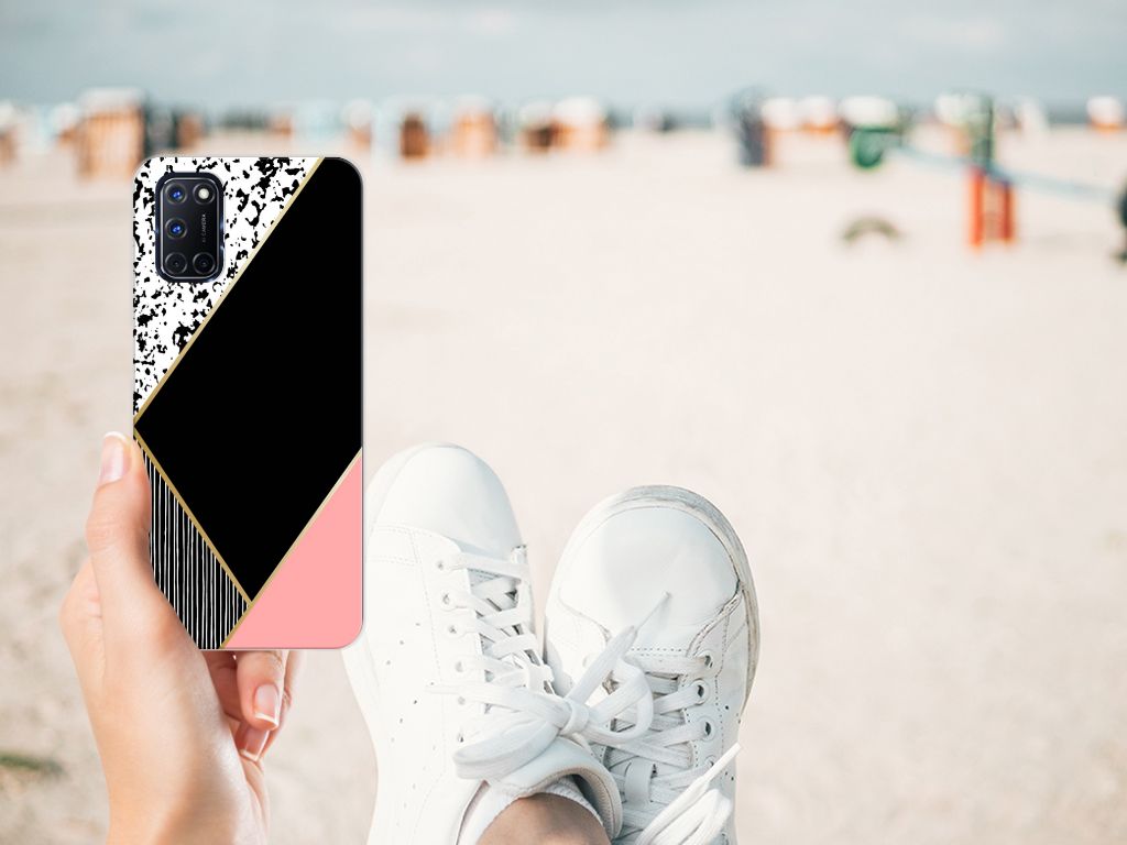 OPPO A52 | A72 TPU Hoesje Zwart Roze Vormen B2C Telecom