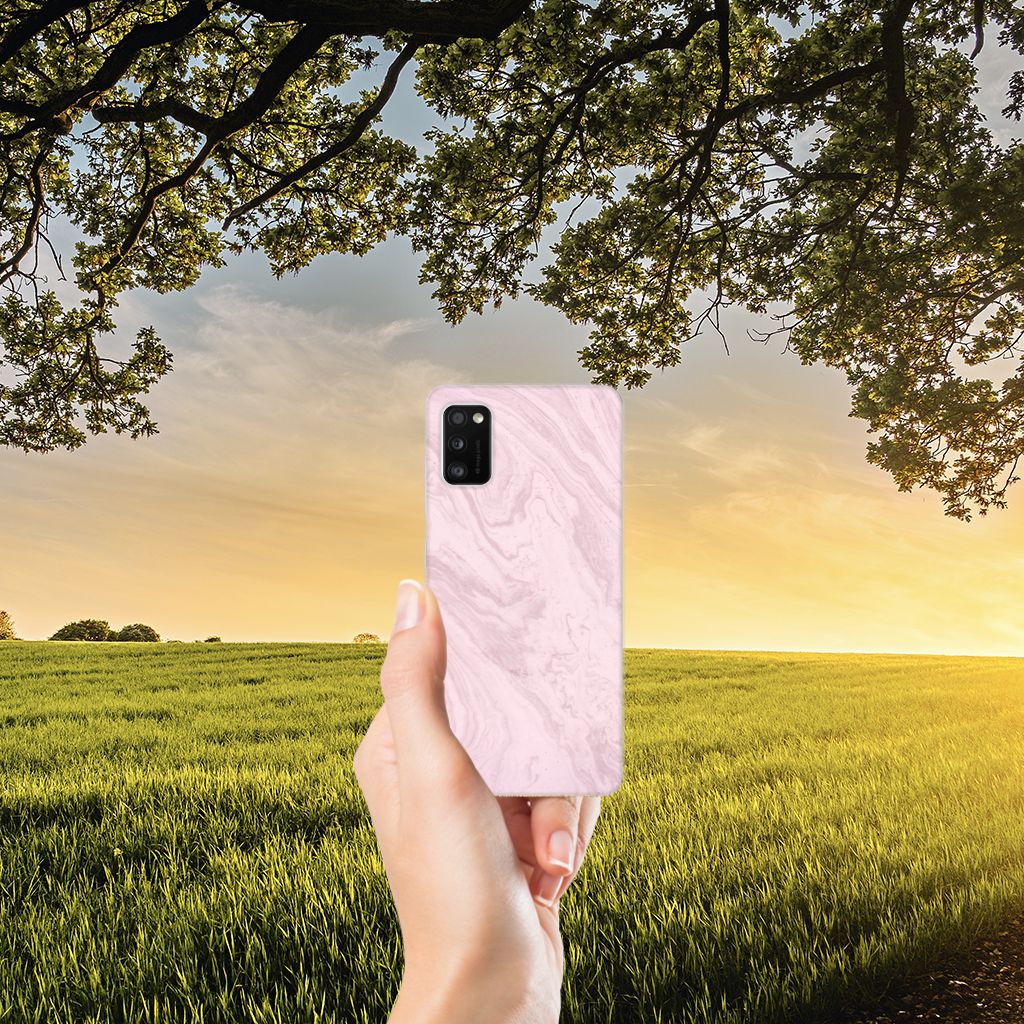 Samsung Galaxy A41 TPU Siliconen Hoesje Marble Pink B2C Telecom
