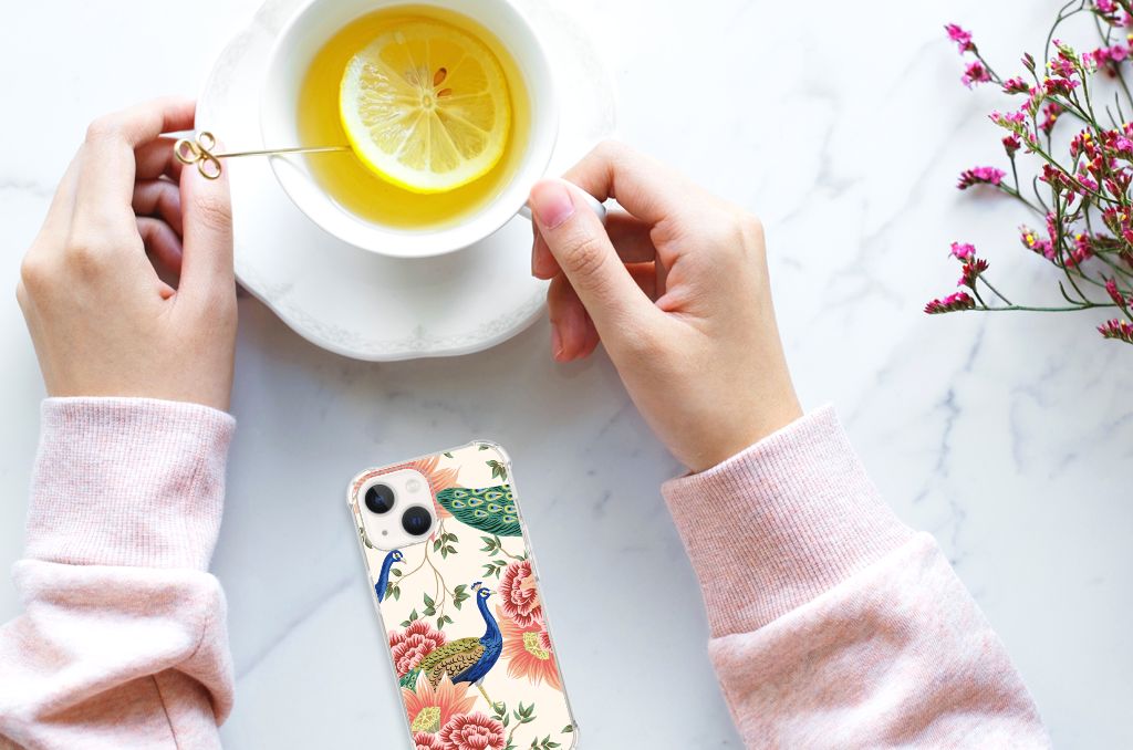 Case Anti-shock voor iPhone 13 mini Pink Peacock - B2C Telecom