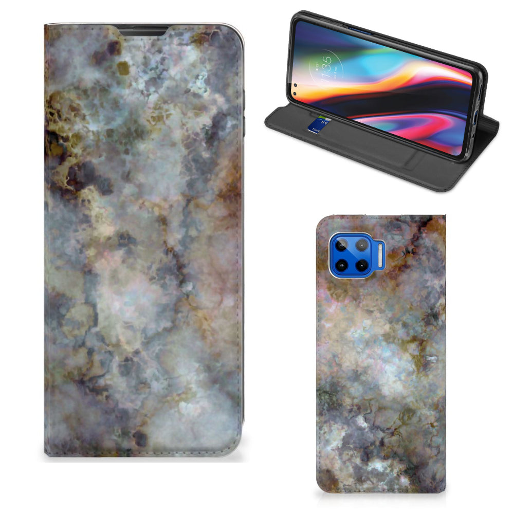 Motorola Moto G 5G Plus Standcase Marmer Grijs