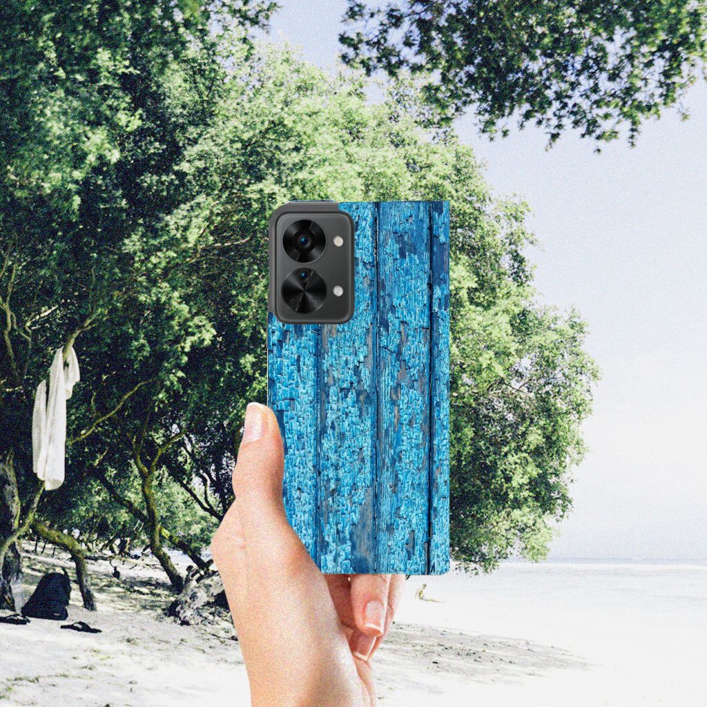 OnePlus Nord 2T Book Wallet Case Wood Blue - B2C Telecom
