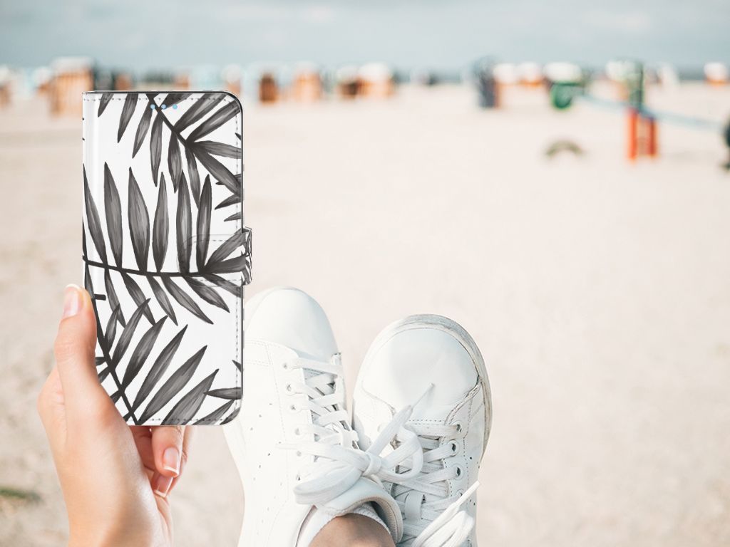 OPPO A74 4G Hoesje Leaves Grey