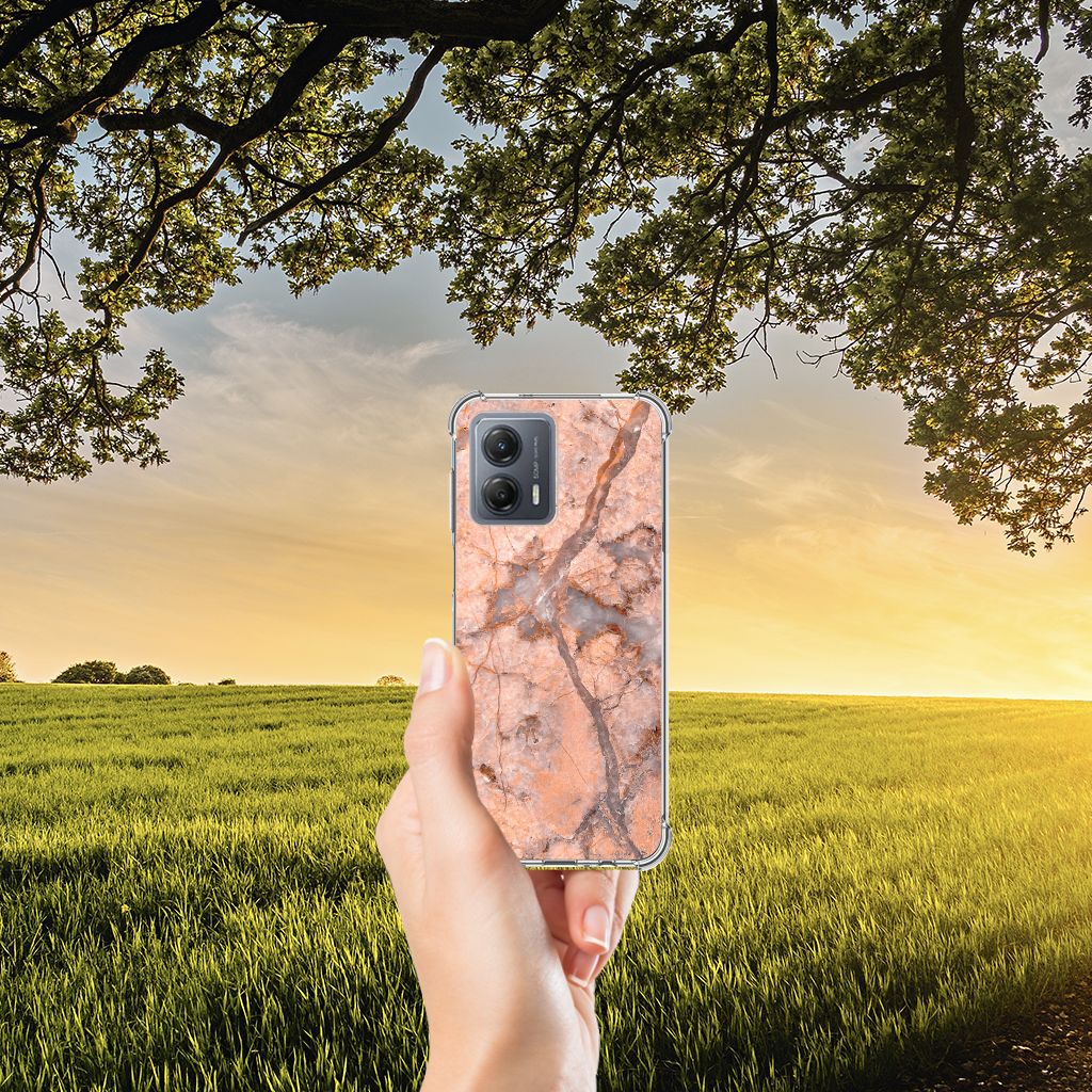 Motorola Moto G53 Anti-Shock Hoesje Marmer Oranje B2C Telecom