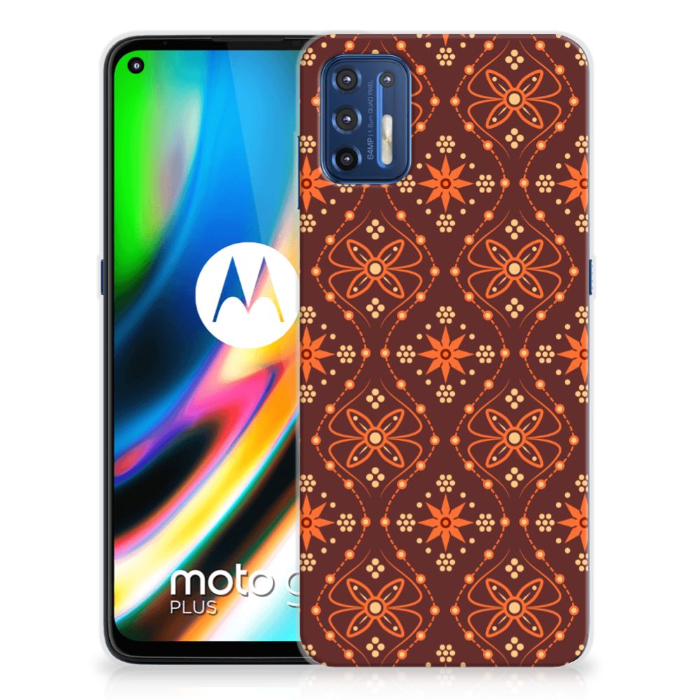 Motorola Moto G9 Plus TPU bumper Batik Brown