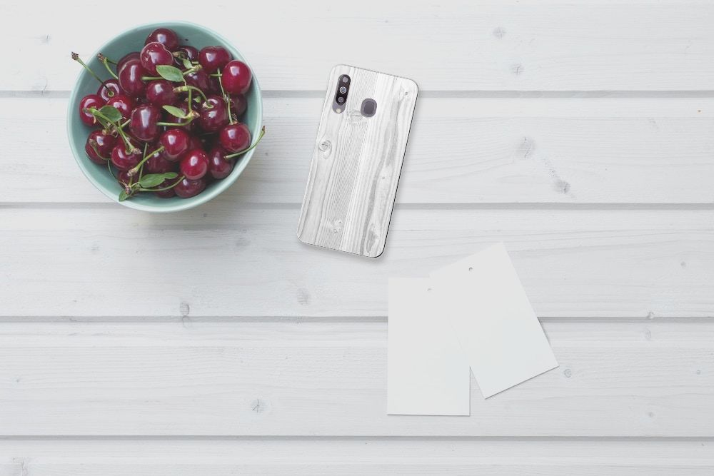 Samsung Galaxy M30 Bumper Hoesje White Wood
