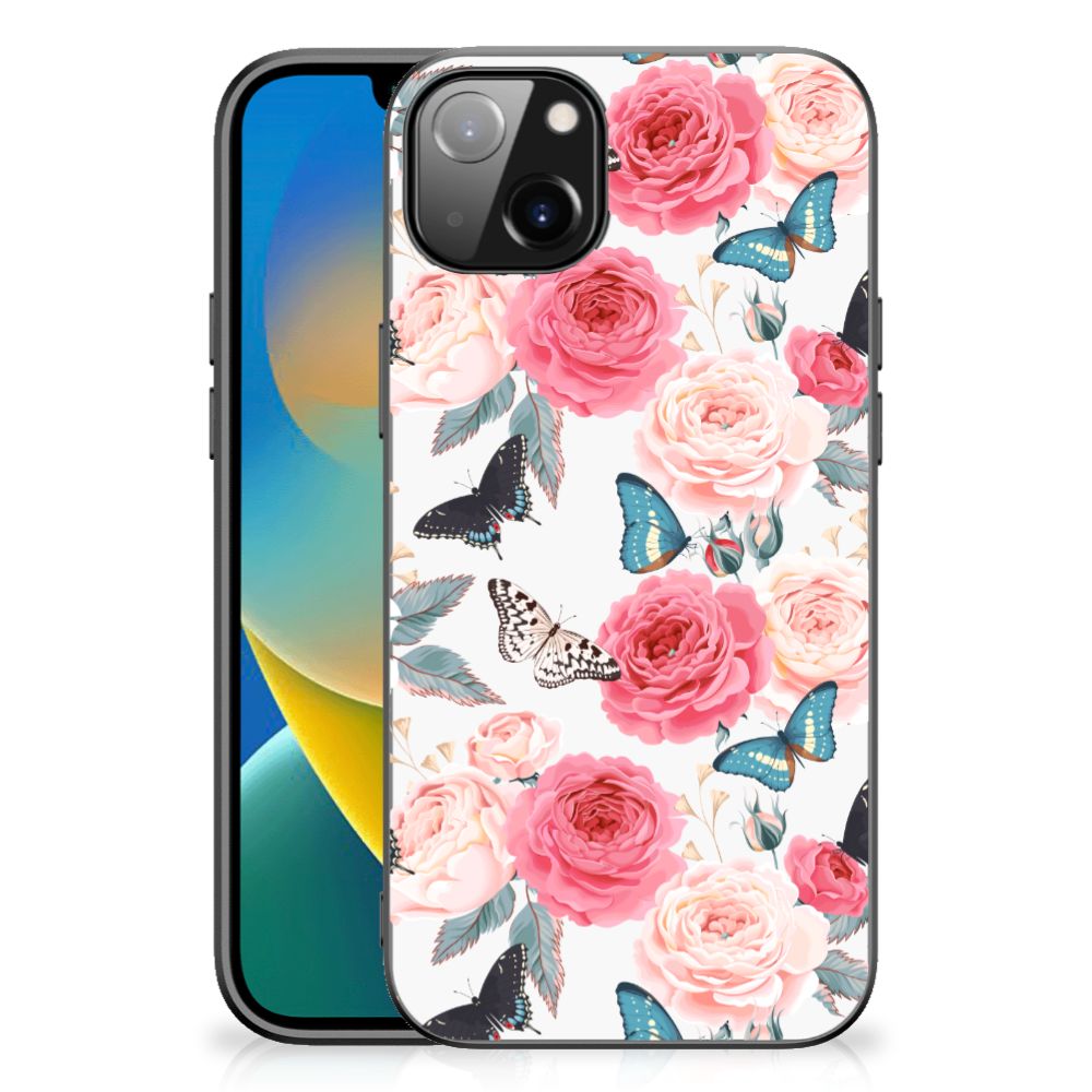 iPhone 14 Plus Bloemen Hoesje Butterfly Roses