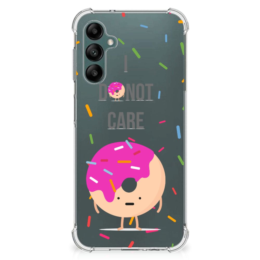 Samsung Galaxy A14 5G/4G Beschermhoes Donut Roze met kleurrijke donut en tekst 'I DO NOT CARE'
