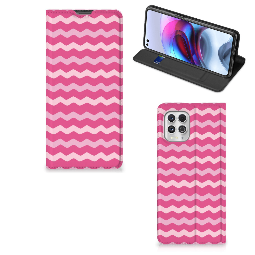 Motorola Moto G100 Hoesje met Magneet Waves Pink - B2C Telecom