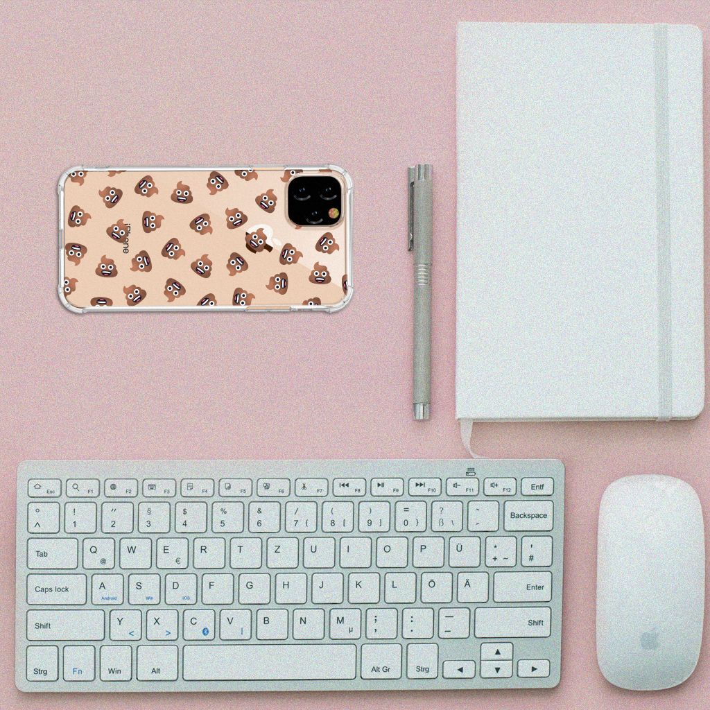 Doorzichtige Silicone Hoesje voor Apple iPhone 11 Pro Max Poep Emojis B2C Telecom